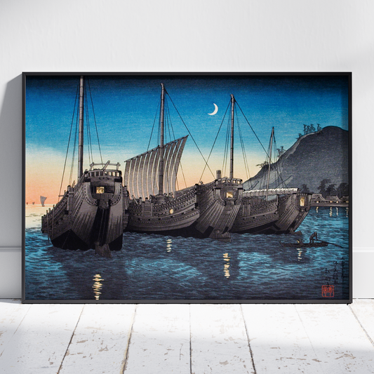 Junks in Inatori Bay, Izu - Hiroaki Takahashi - Rolled Poster Wall Art Print