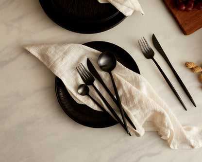 London Black Stainless Steel Cutlery Sets x16/24 pieces-0