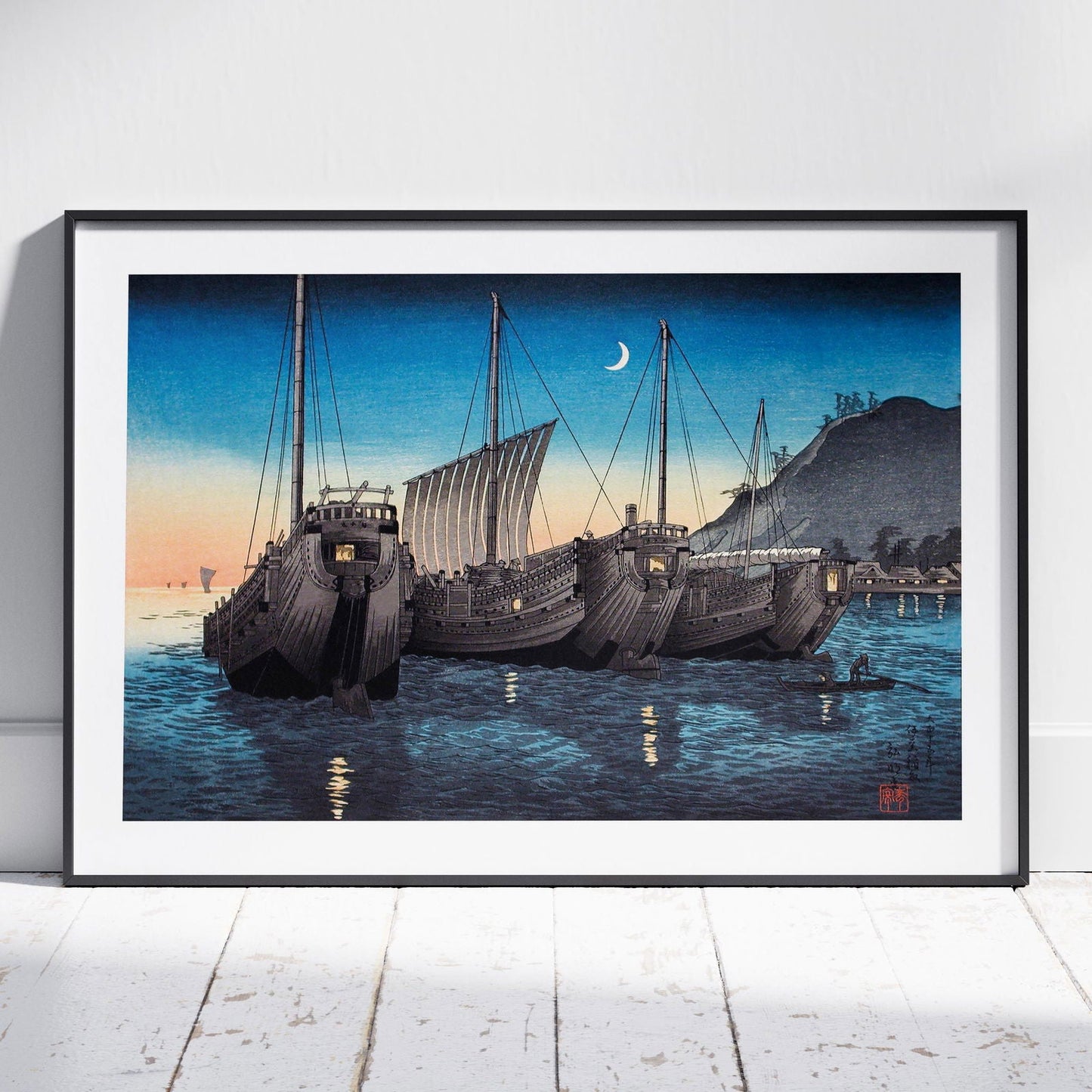 Junks in Inatori Bay, Izu - Hiroaki Takahashi - Rolled Poster Wall Art Print