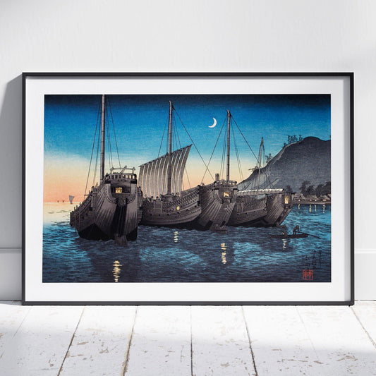 Junks in Inatori Bay, Izu - Hiroaki Takahashi - Rolled Poster Wall Art Print