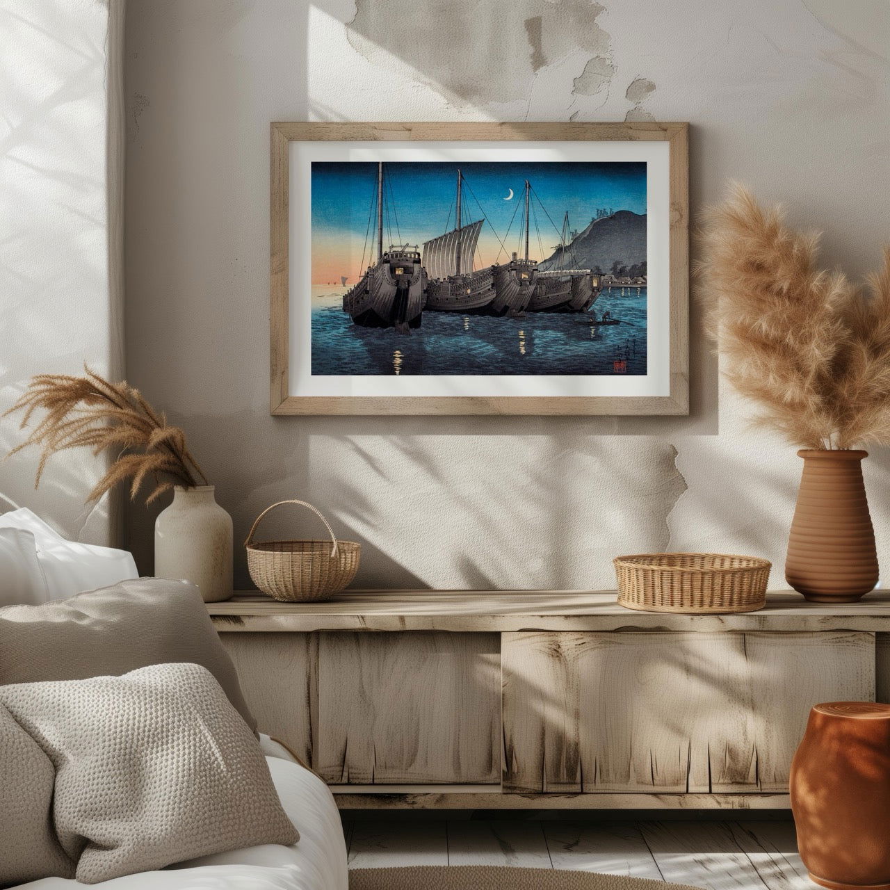 Junks in Inatori Bay, Izu - Hiroaki Takahashi - Rolled Poster Wall Art Print