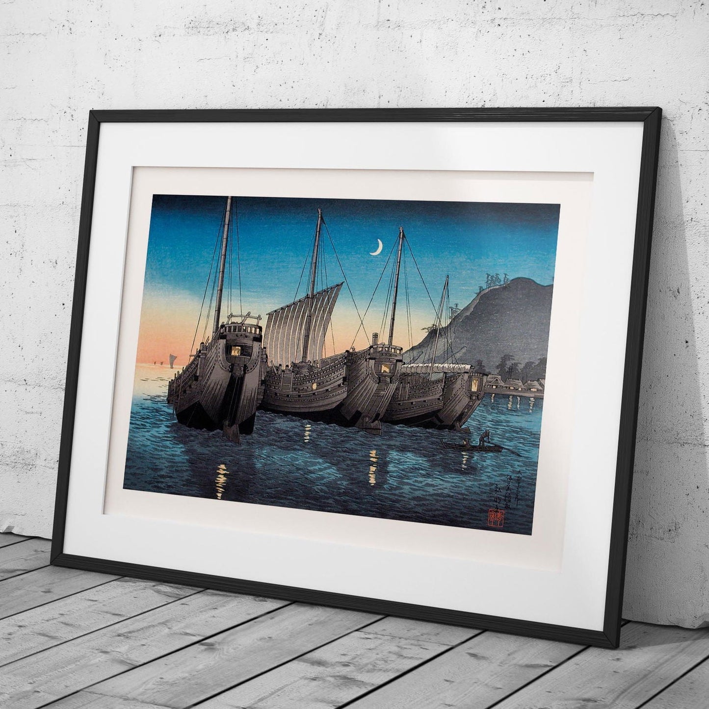 Junks in Inatori Bay, Izu - Hiroaki Takahashi - Rolled Poster Wall Art Print