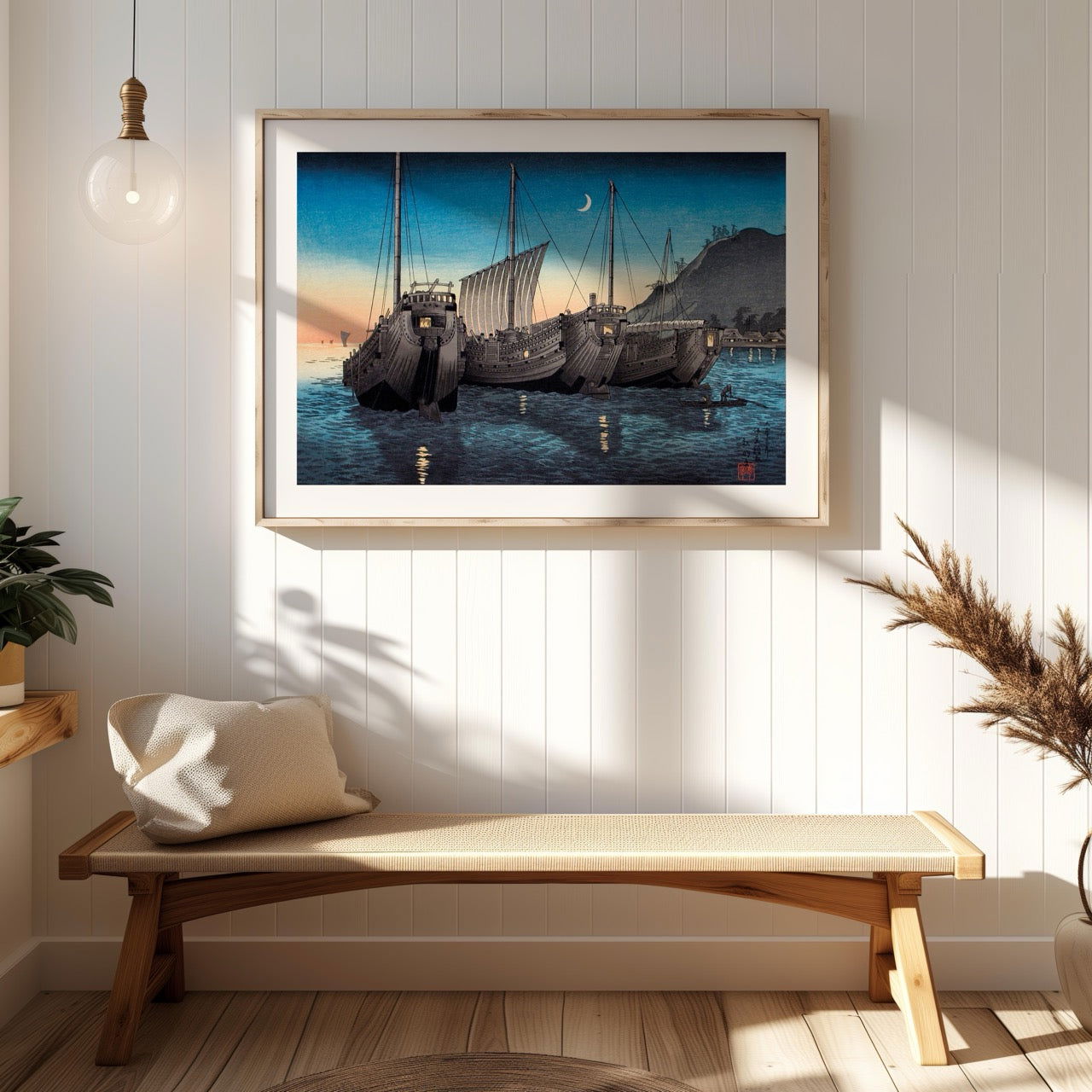 Junks in Inatori Bay, Izu - Hiroaki Takahashi - Rolled Poster Wall Art Print